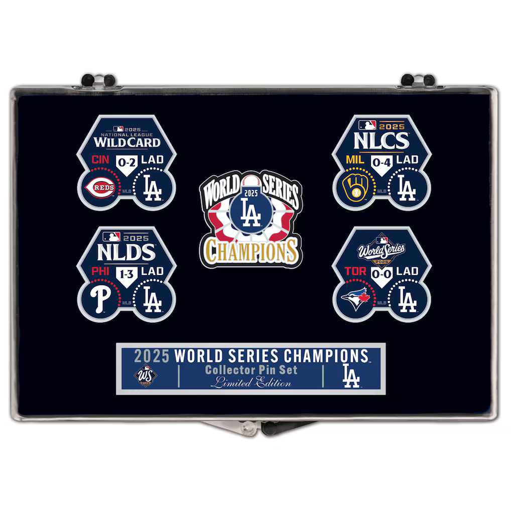 Los Angeles Dodgers 2025 World Series Champions 5 Piece Trading Pin Set