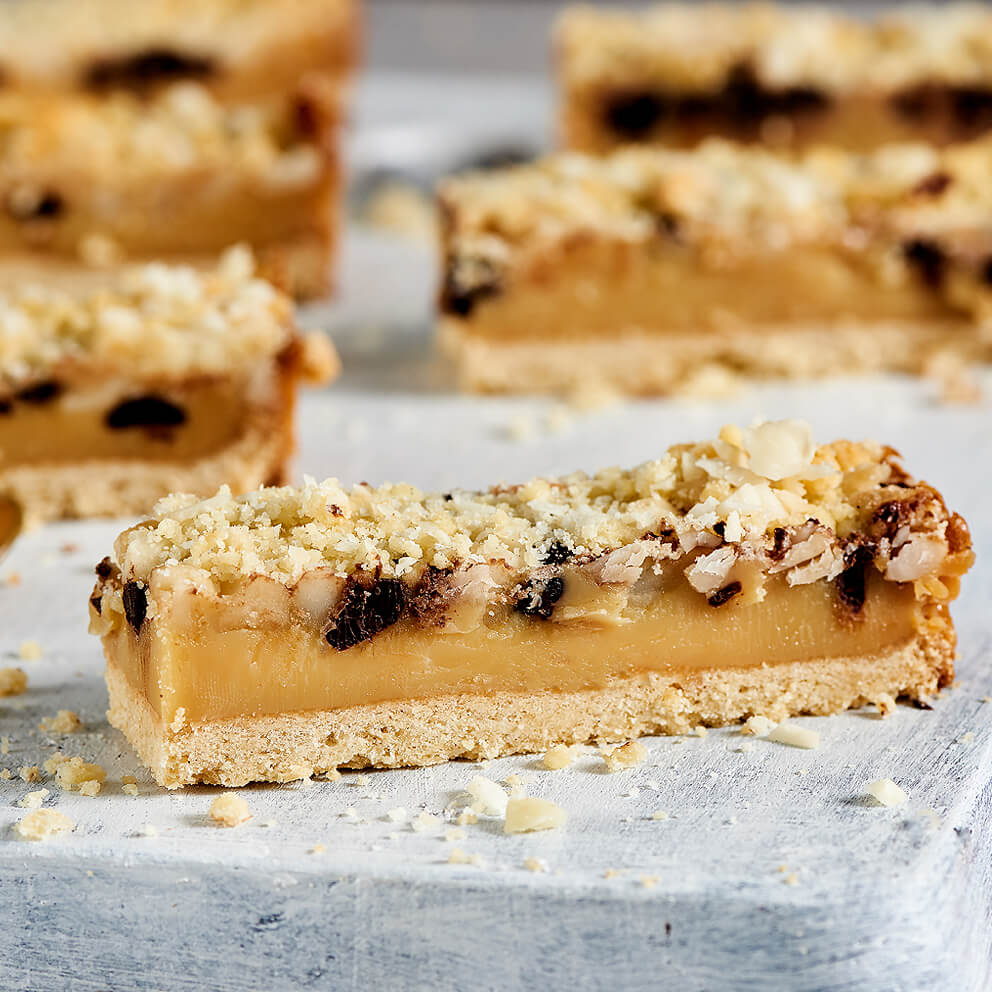 Caramel Macadamia Slice.