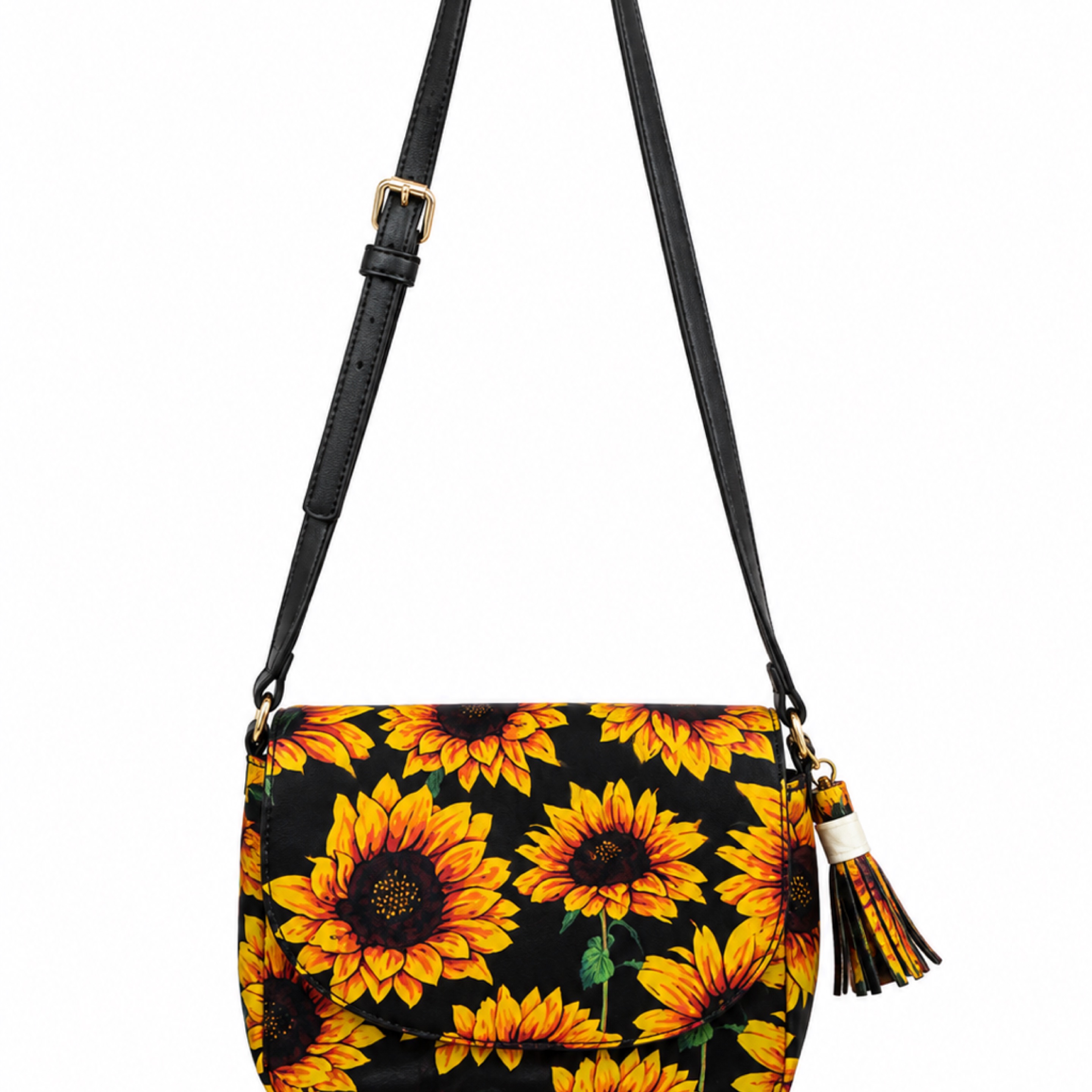 Sunflower Print Crossbody Shoulder Bag