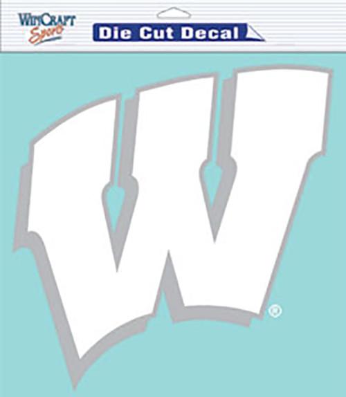 Wisconsin Badgers White Perfect Cut Decal 8x8"