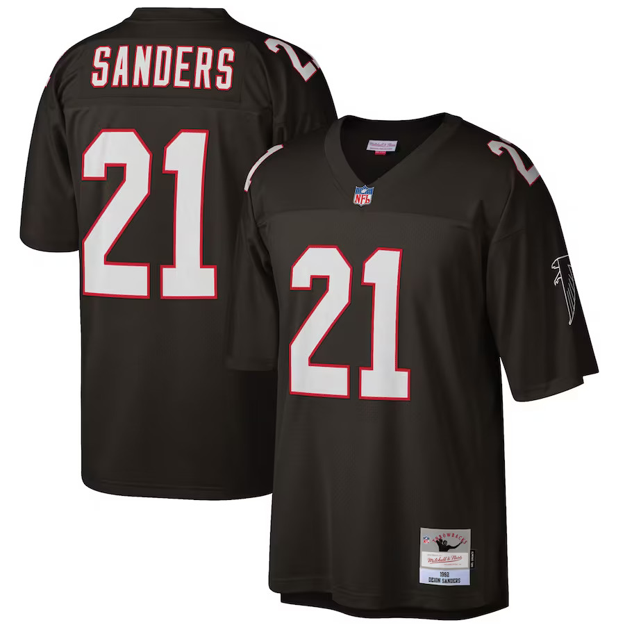 Atlanta Falcons 1992 Deion Sanders #21 Black Mitchell and Ness Jersey