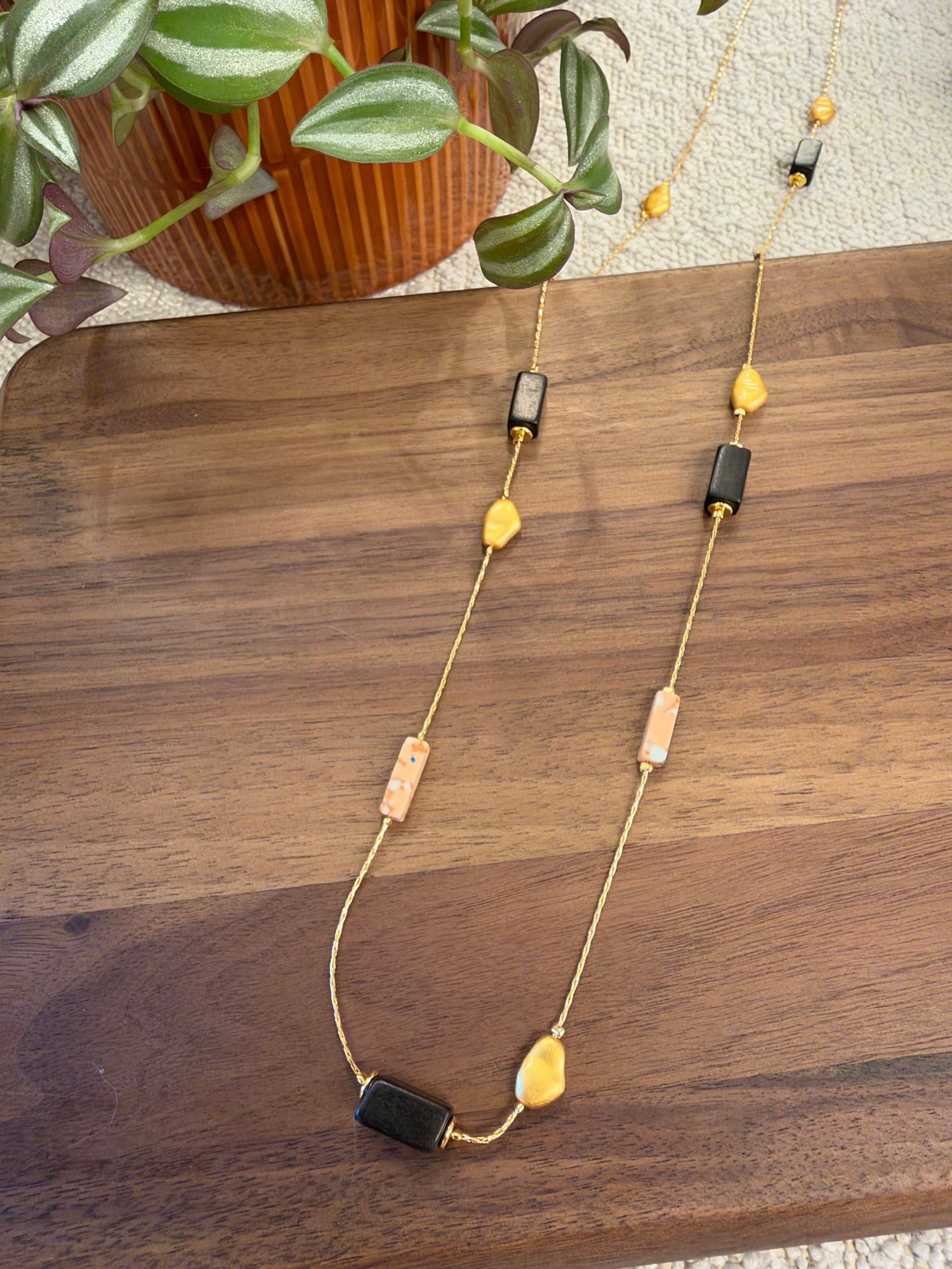Mixed Natural Stone & Wood Necklace