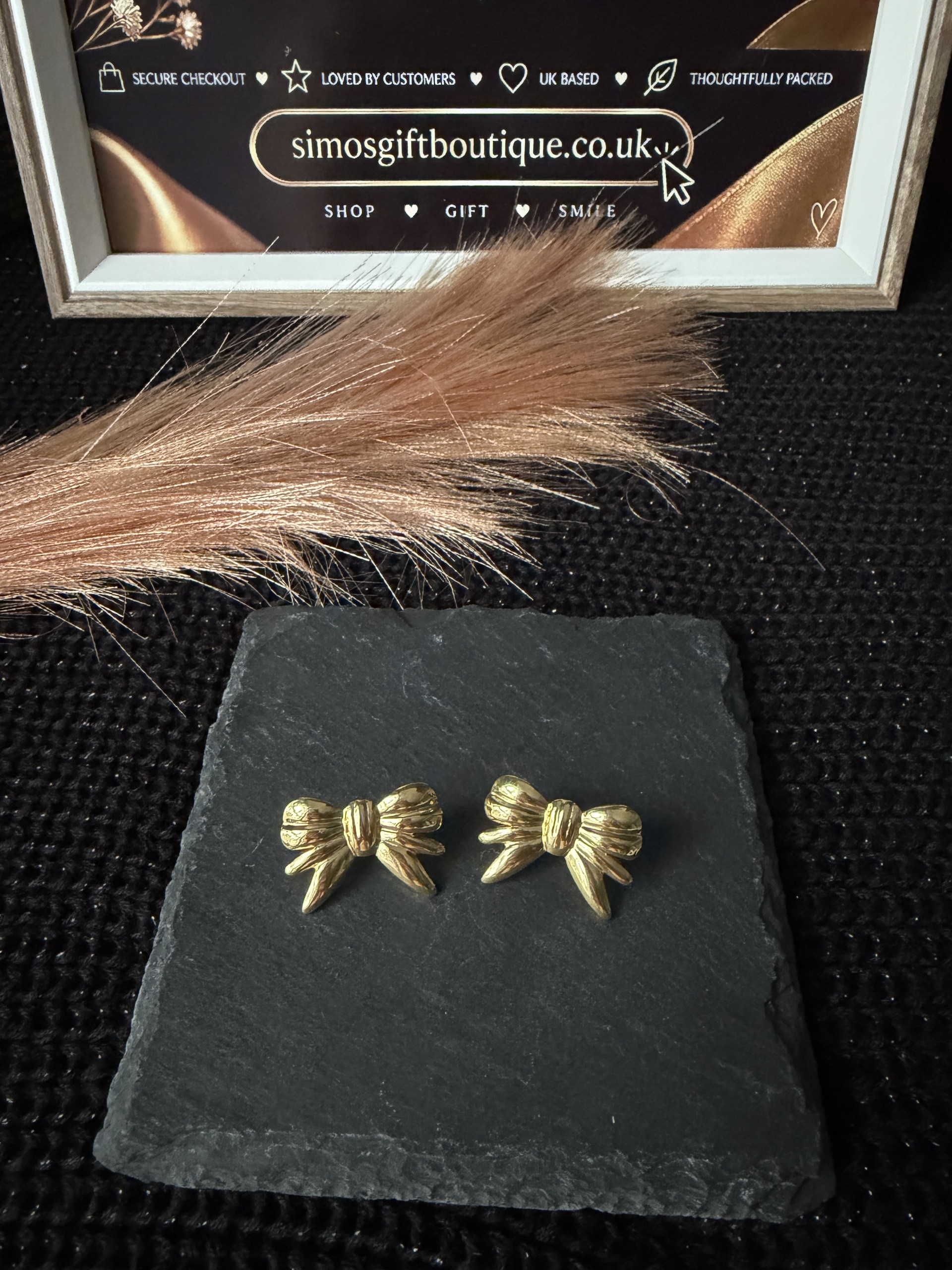 Gold Bow Stud Earrings – 18K Gold Plated 304 Stainless Steel