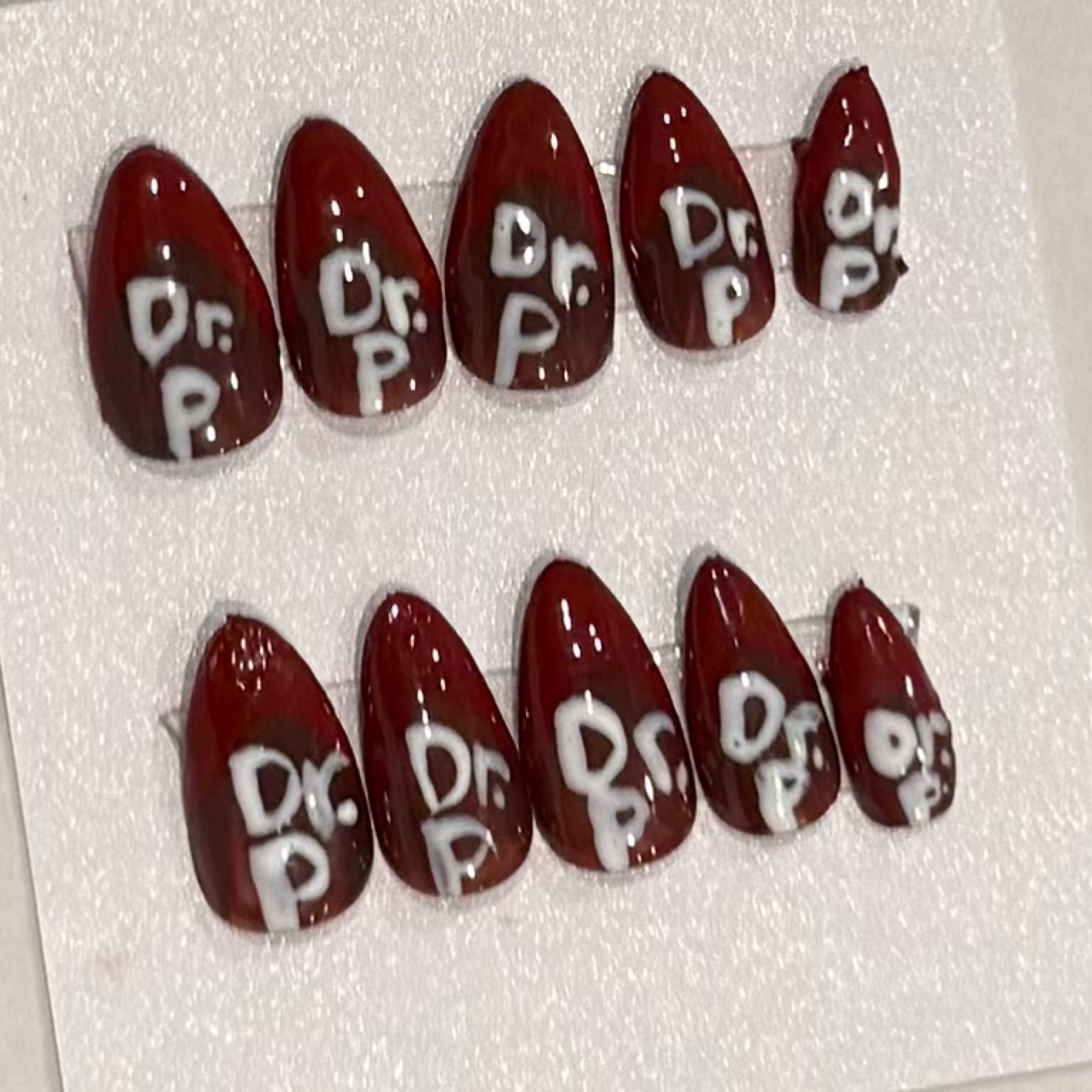 Dr Pepper nails hand-painted nail set