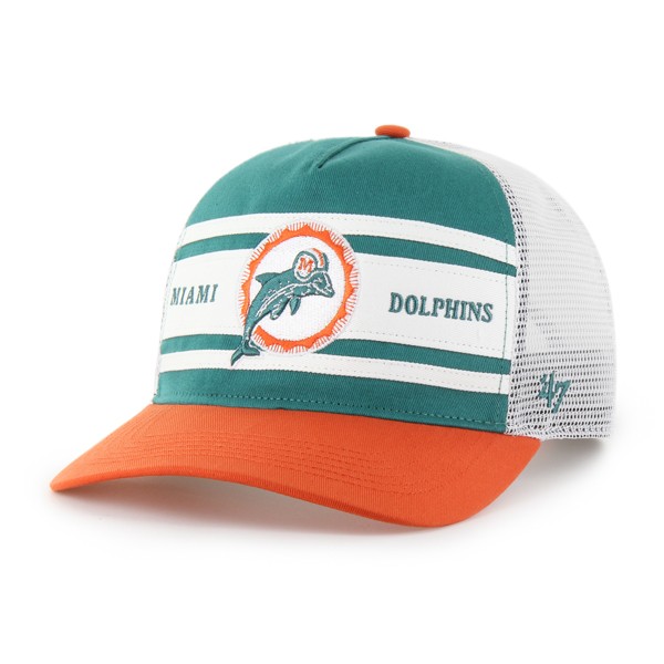 Miami Dolphins Teal Historic Double Header '47 Brand Trucker Snapback Hat
