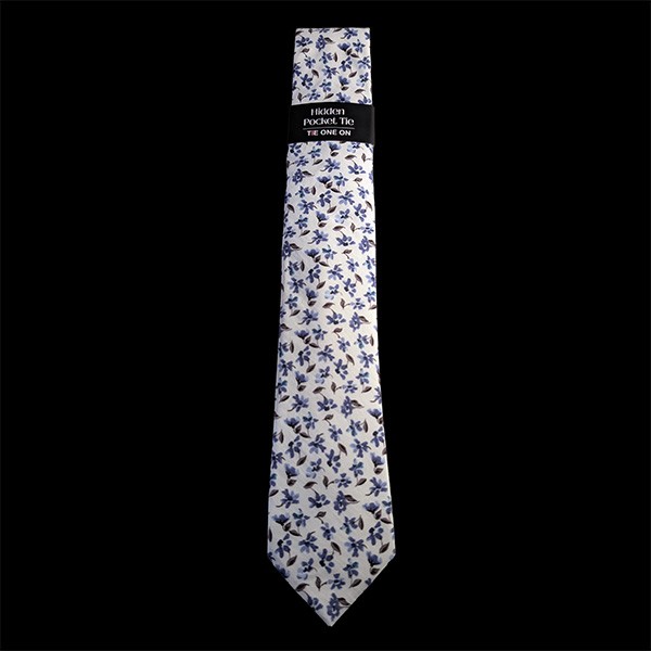 Blue Cream Small Floral Hidden Pocket Tie