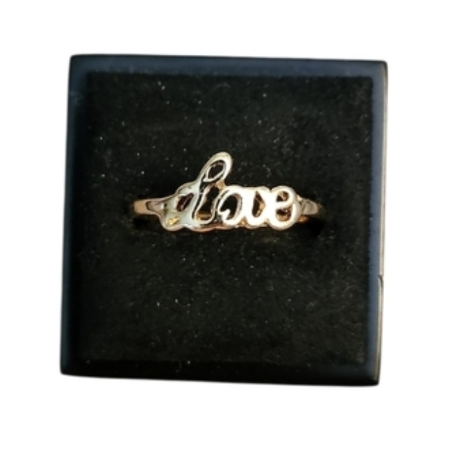 Size 7 Gold Toned Love Script Ring