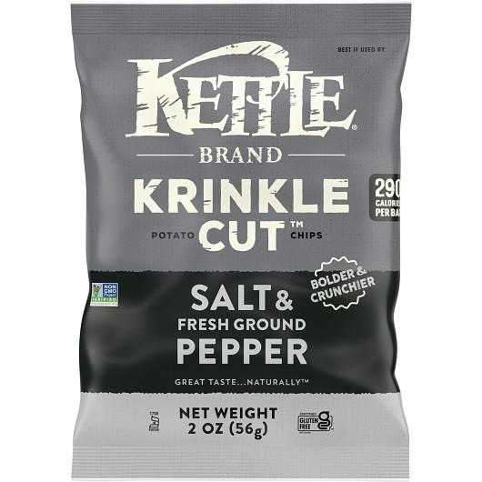 Kettle Brand Potato Chips Krinkle Cut Sea Salt & Pepper 2oz 6ct