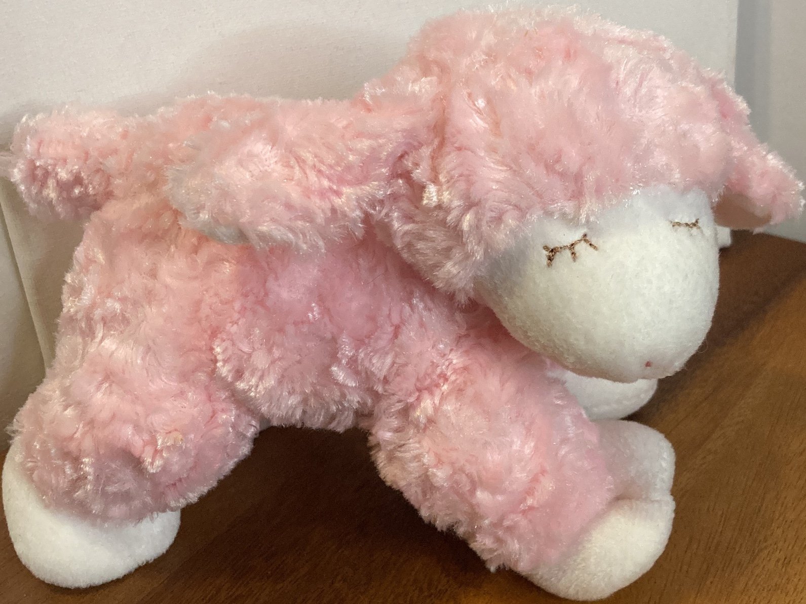 BABY GUND Pink Baby Lamb with Rattle closed eyes