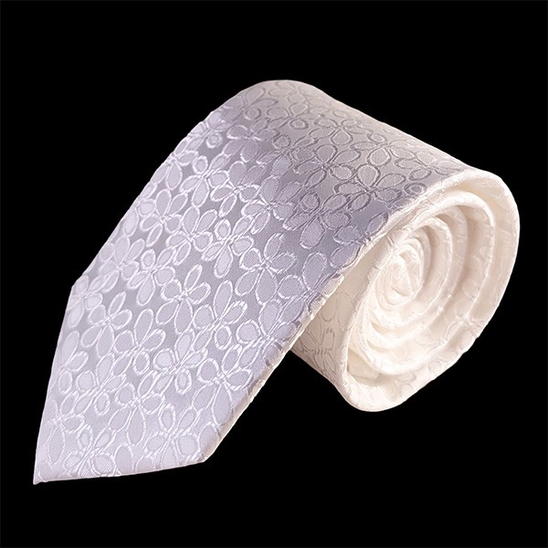 59 X 3.25 Inch White Floral T/T Tie