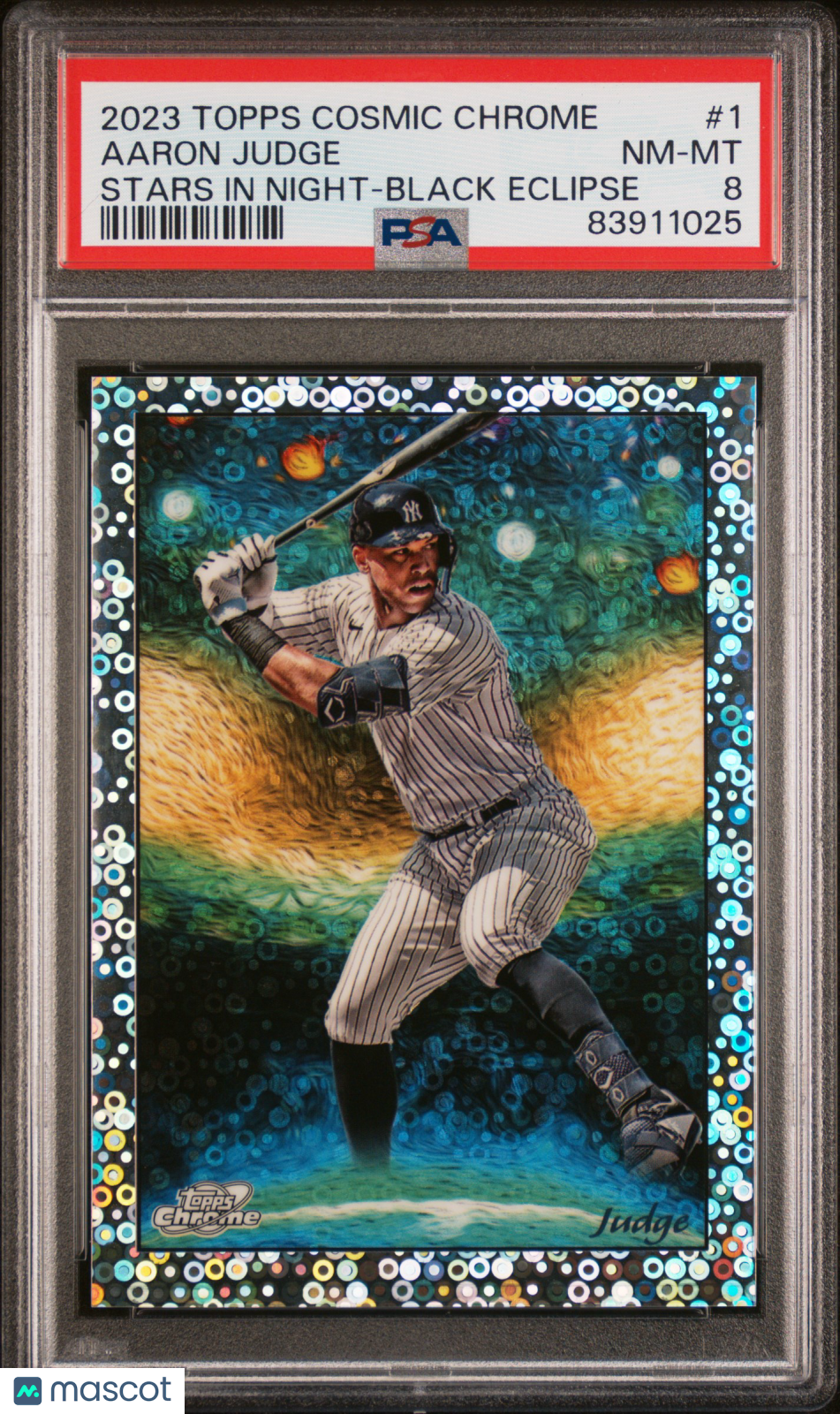 2023 Topps Cosmic Chrome Stars In The Night Aaron Judge #1 Black Eclipse PSA 8