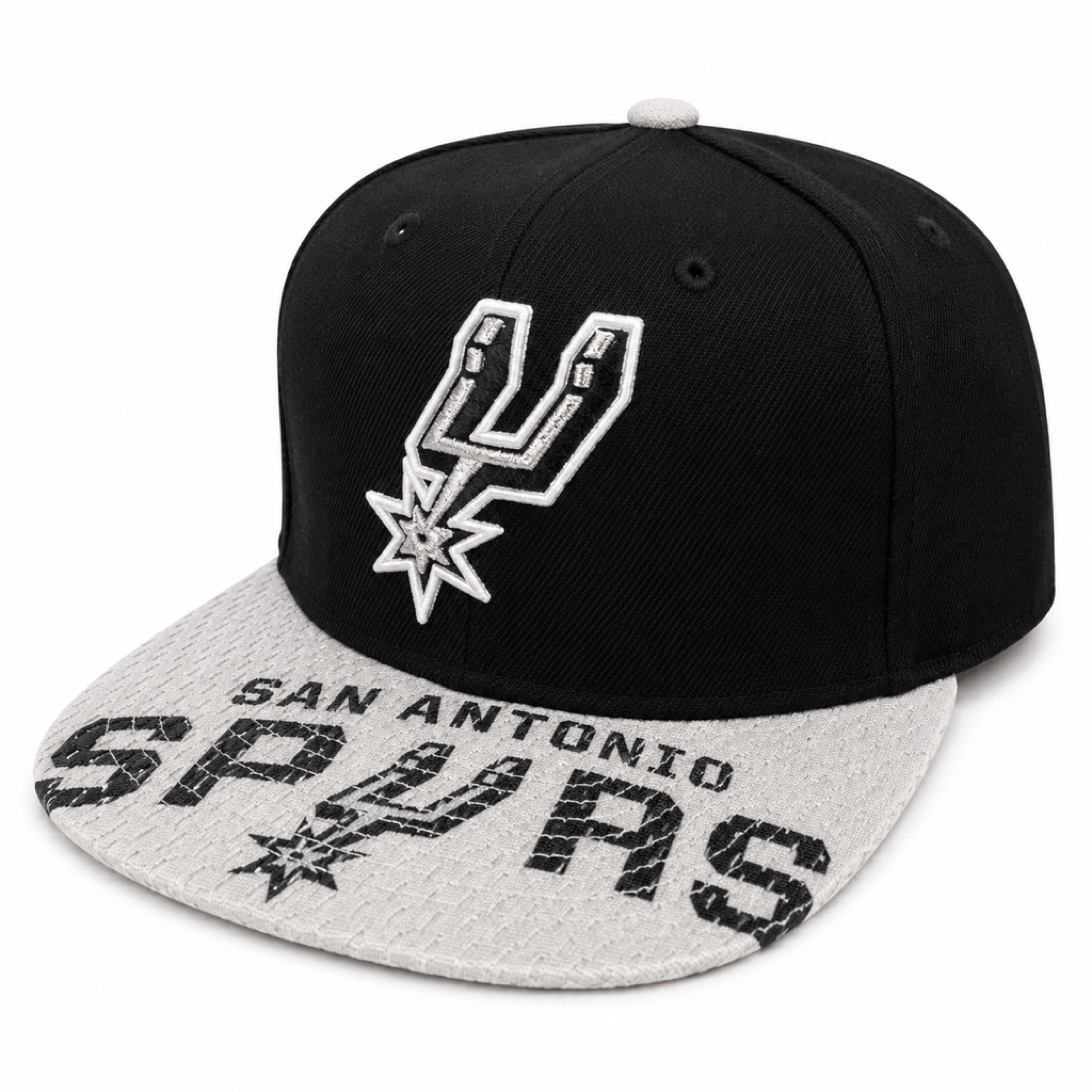 San Antonio Spurs Black/Silver Mitchell and Ness Snapshot Snapback Hat