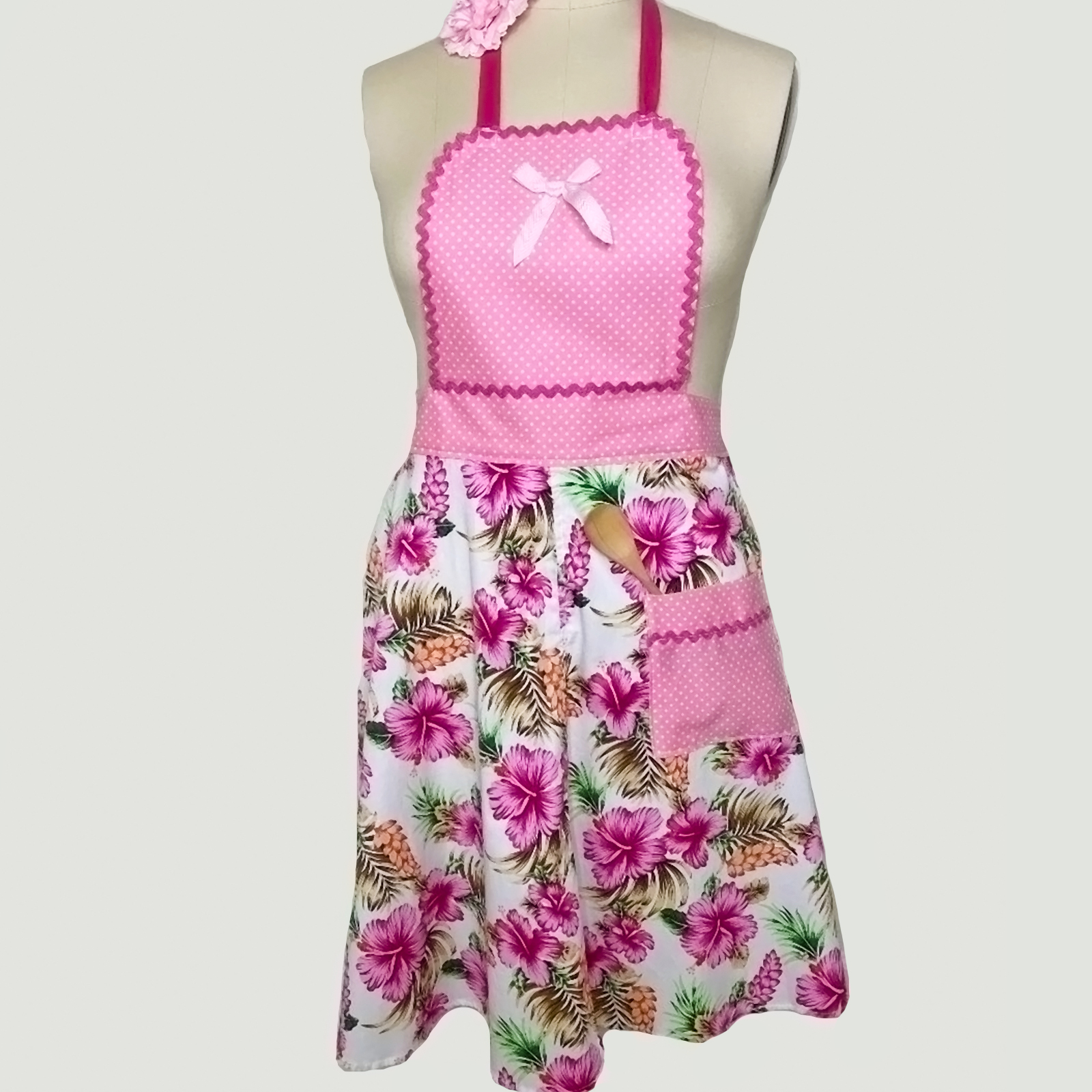 Polka Dot Hibiscus Apron