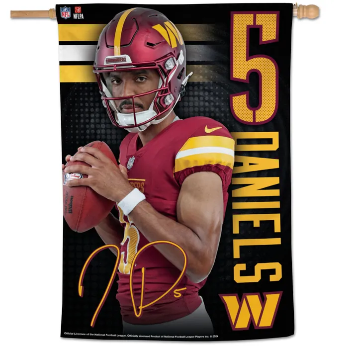 Washington Commanders Jayden Daniels Vertical House Flag 28x40"