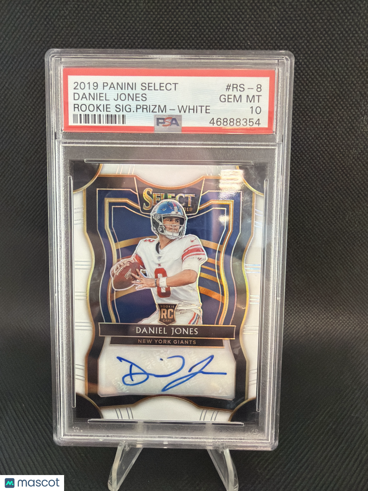 2019 Panini Select Rookie Signatures Prizm Daniel Jones White /15 PSA 10
