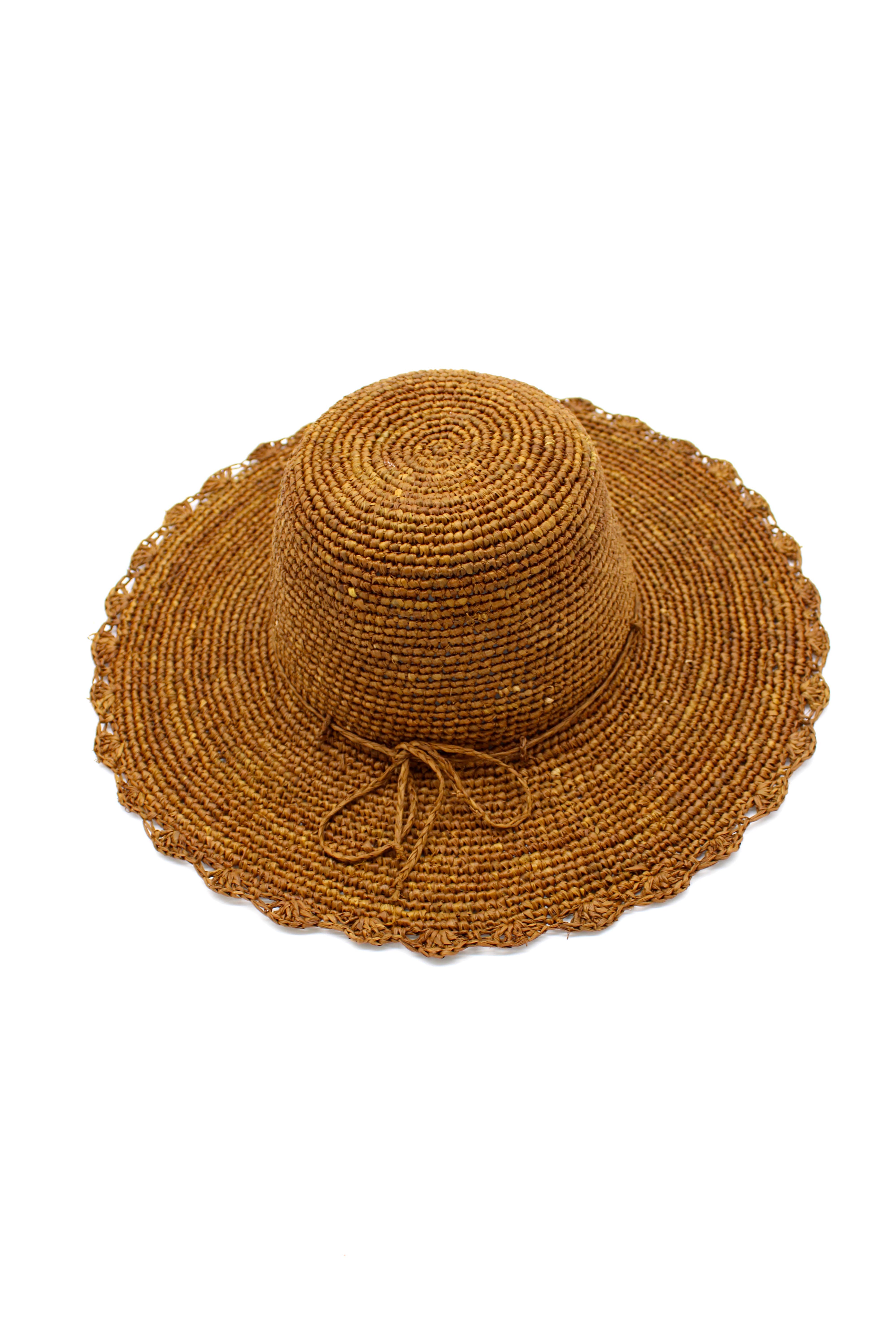 4" Brim Genevieve Crochet Straw Sun Hat with Lace Weave Edge