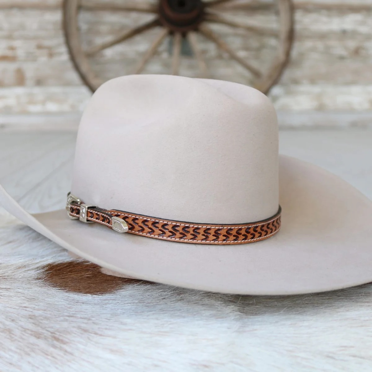 Willow - Brown Leather Stamped Hat Band - Cimarron