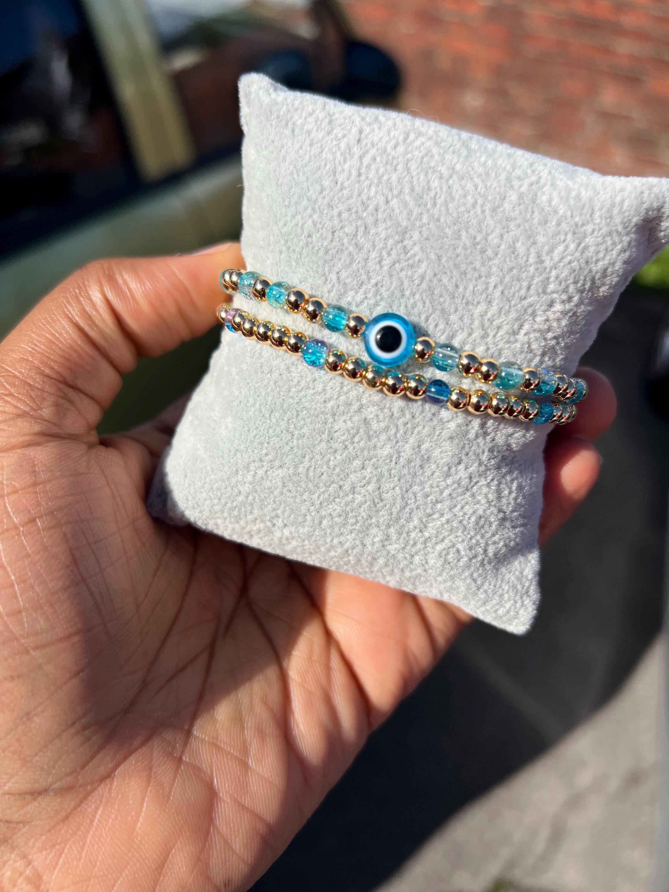 Evil Eye Beaded Bracelet: Dainty Stacking Jewelry, mother’s Day gift, Birthday Gifts view 3