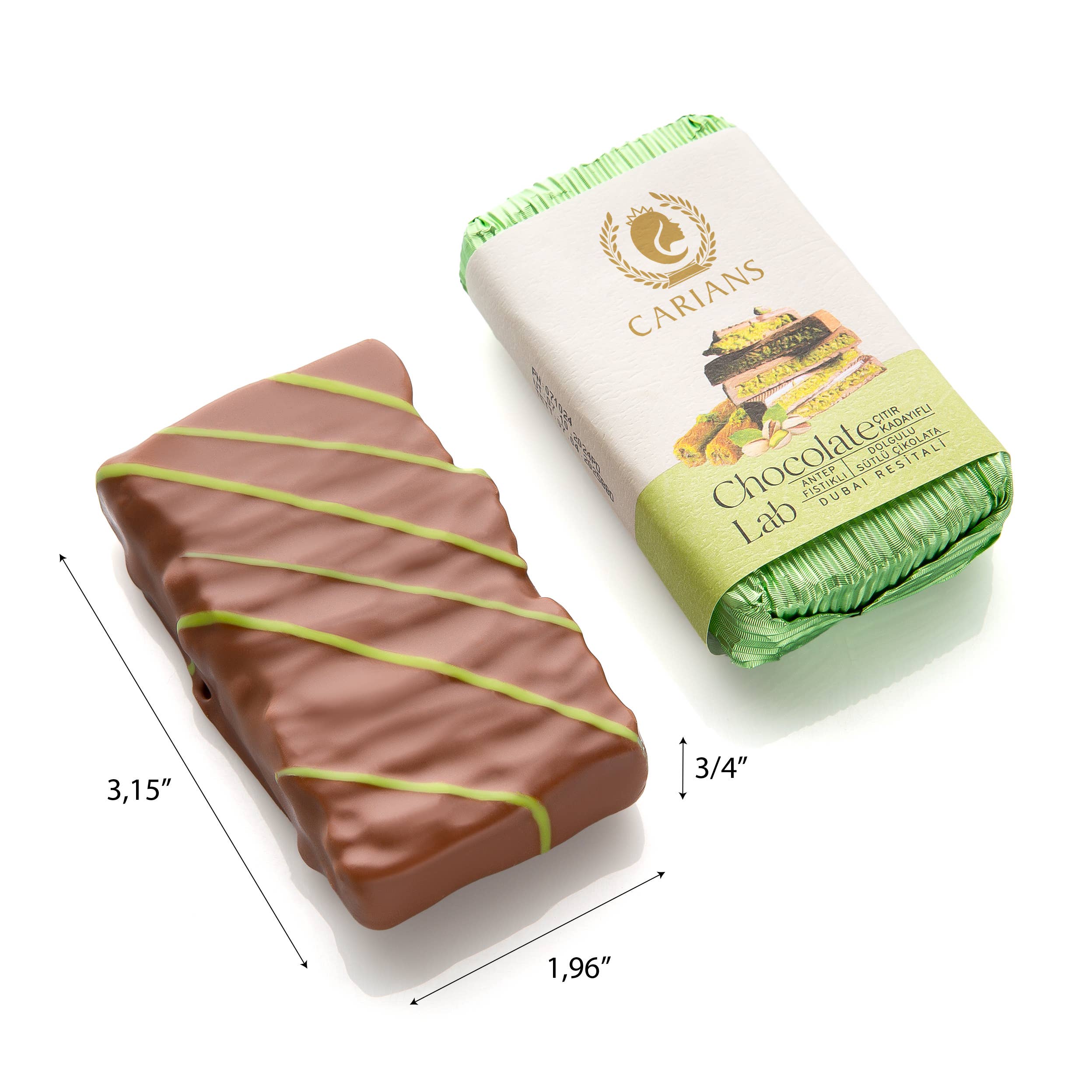 Famous Dubai Chocolate Bar, Premium Pistachio, 3.17oz (90g)