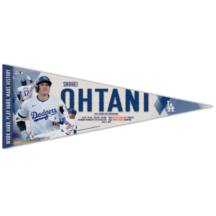 Los Angeles Dodgers Shohei Ohtani 2024 Historical Season Stats Premium Pennant 12x30"