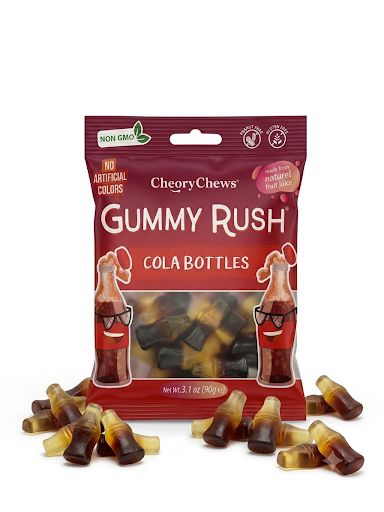 Gummy Rush Cola Bottle Gummy Candy 3.17oz 12ct Tray Copy