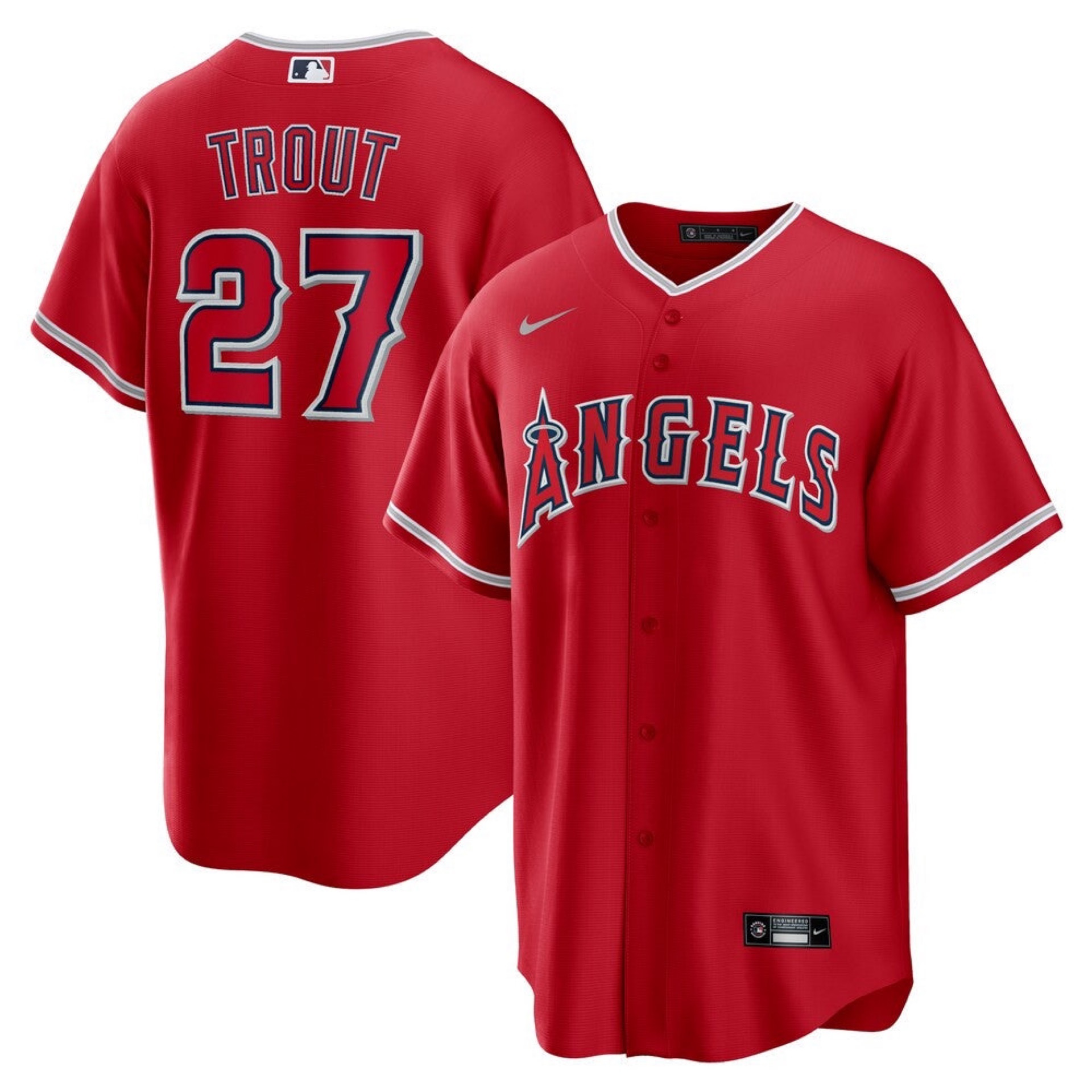 Los Angeles Angels Mike Trout #27 Nike Scarlet Red Jersey