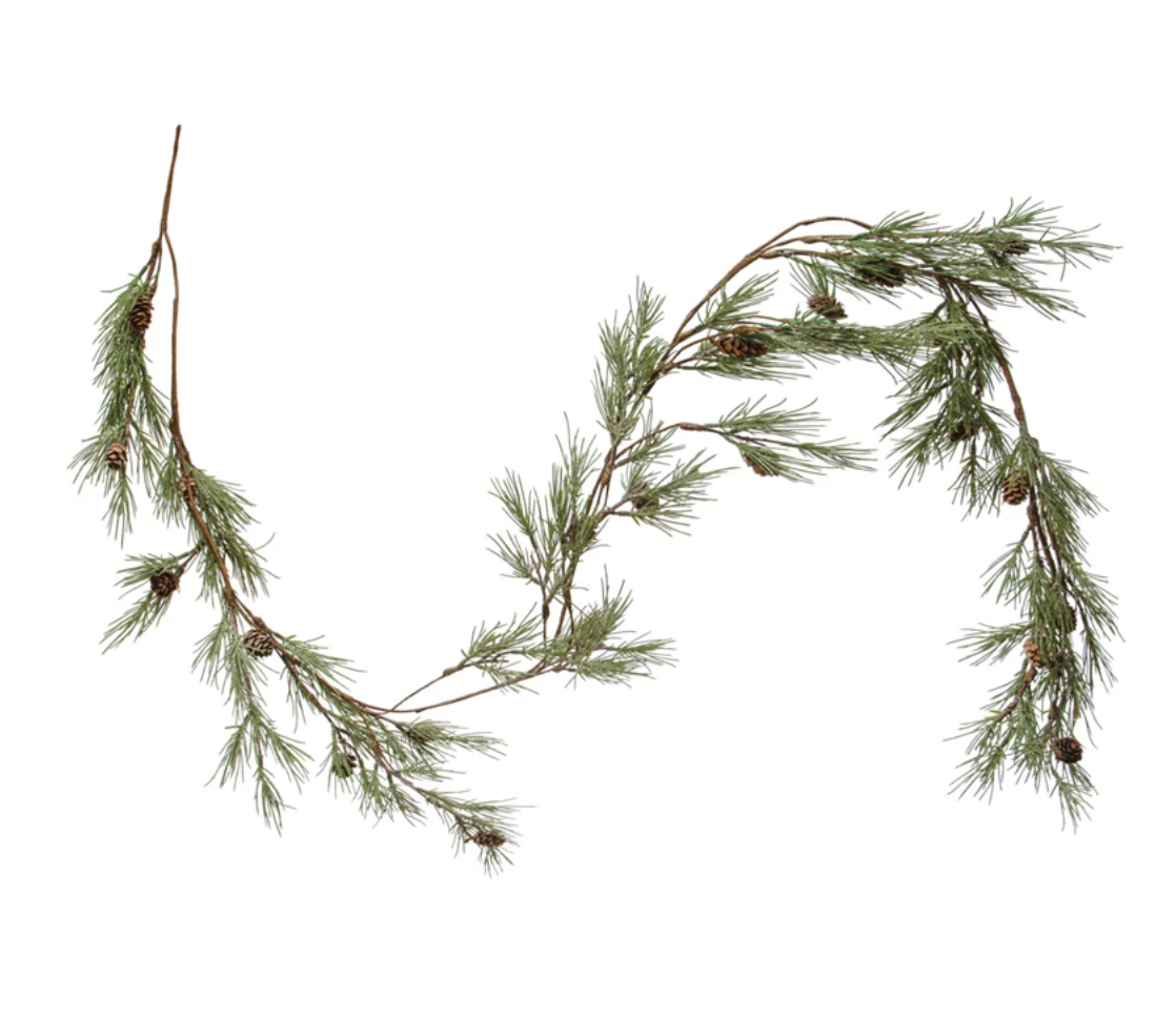 72"L Faux Shore Pine Needle & Natural Pinecone Garland