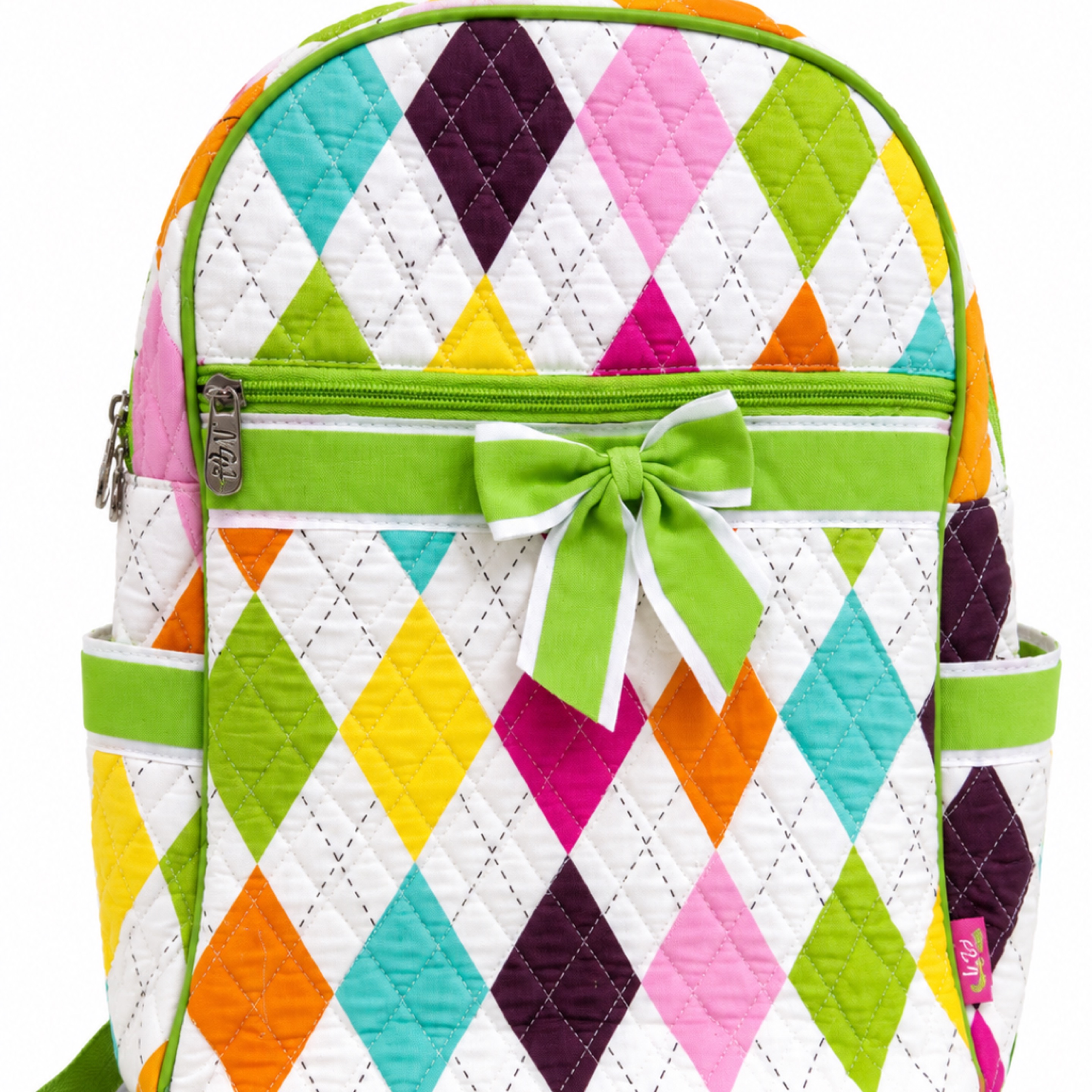 Colorful Quilted Bow Backpack