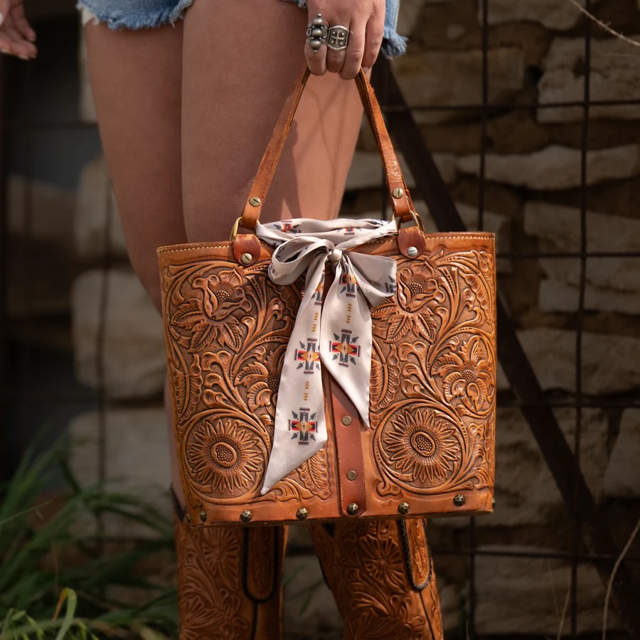 Fringe Scarves - Twilly - Cross Me - Tan