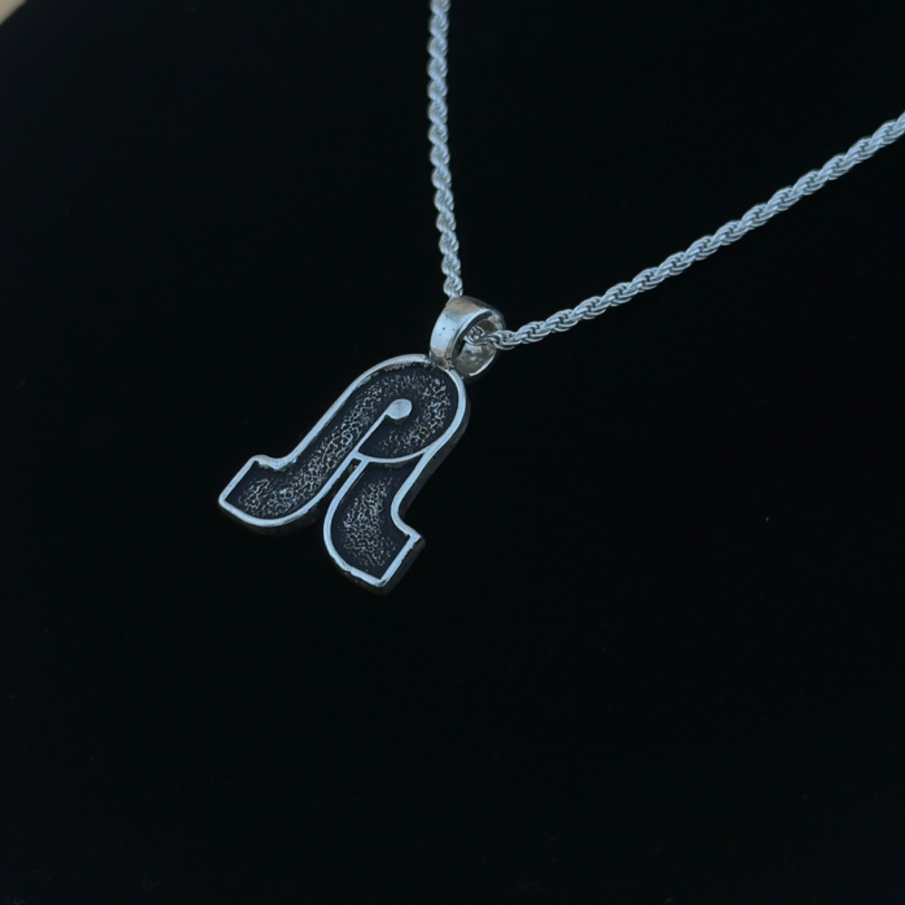 Pretty Lights OG Logo Pendant – Stipple / Tarnish, 925 Sterling Silver