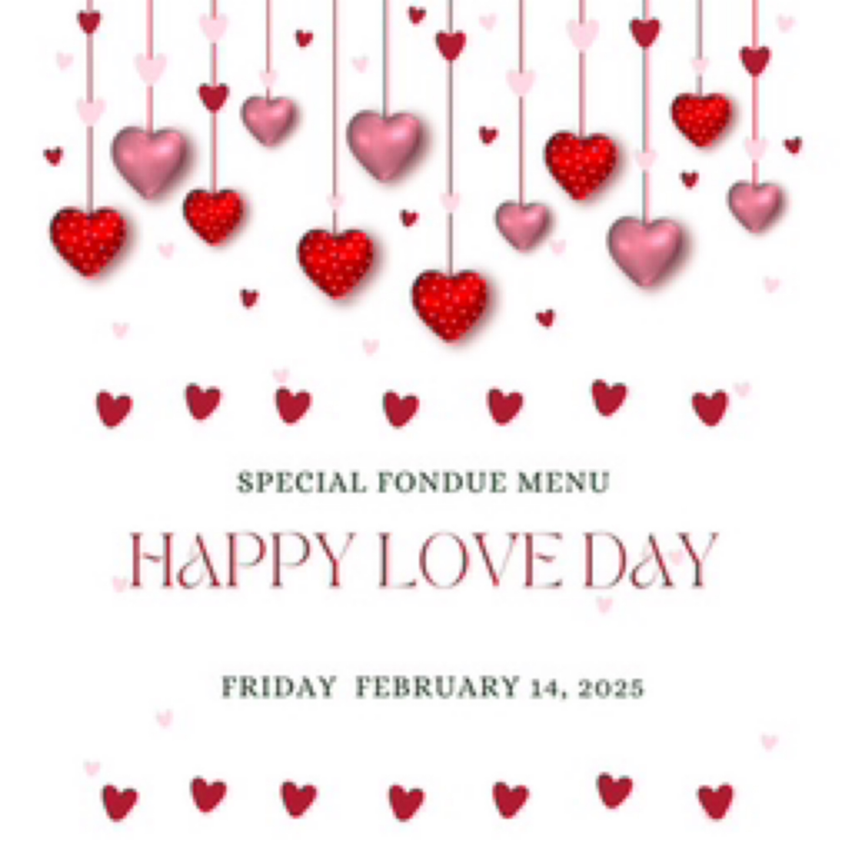 Friday February 14 @ 1pm  - Valentine’s Fondue Lunch for 2