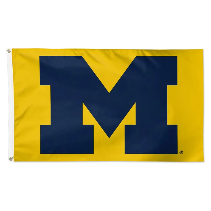 Michigan Wolverines Deluxe Yellow Primary Logo Flag 3x5'