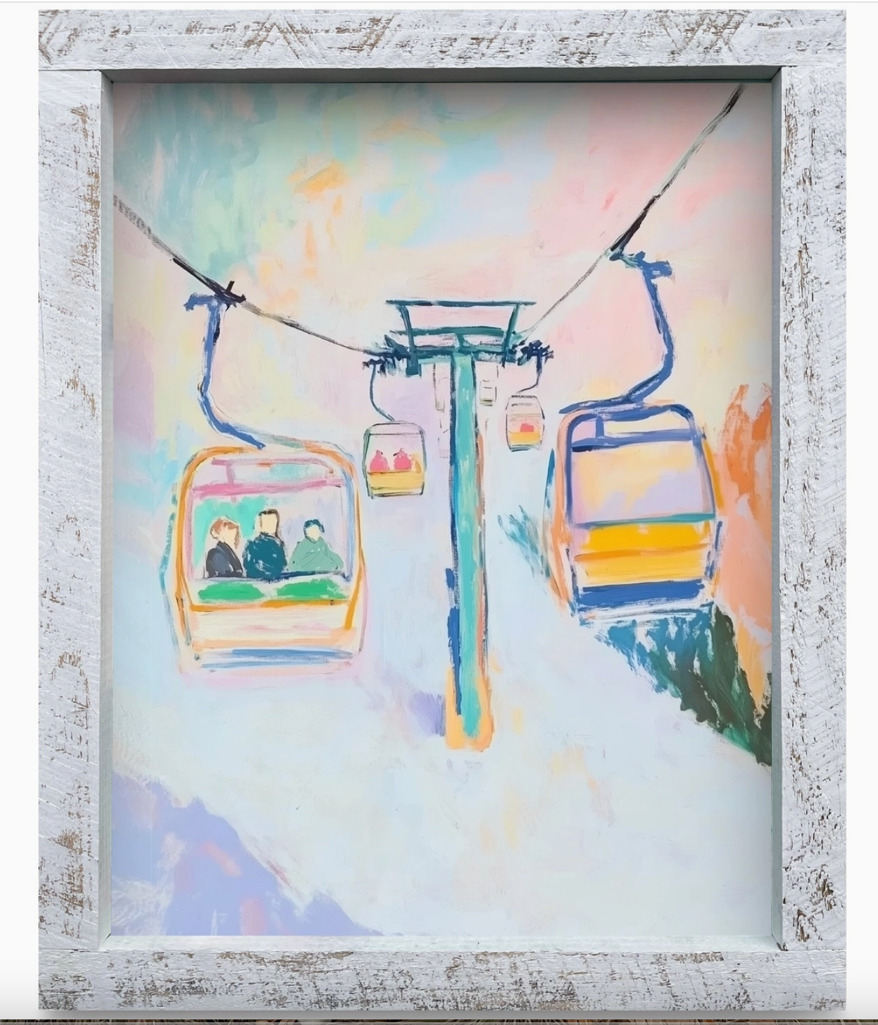 Colorful Ski Lift Wood Framed Wall Art