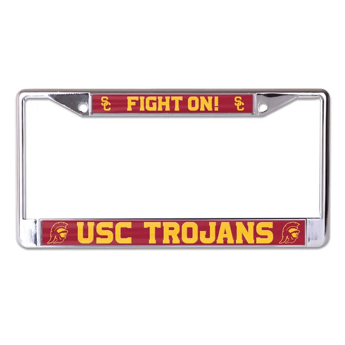 USC Trojans Fight On Laser Chrome License Plate Frame