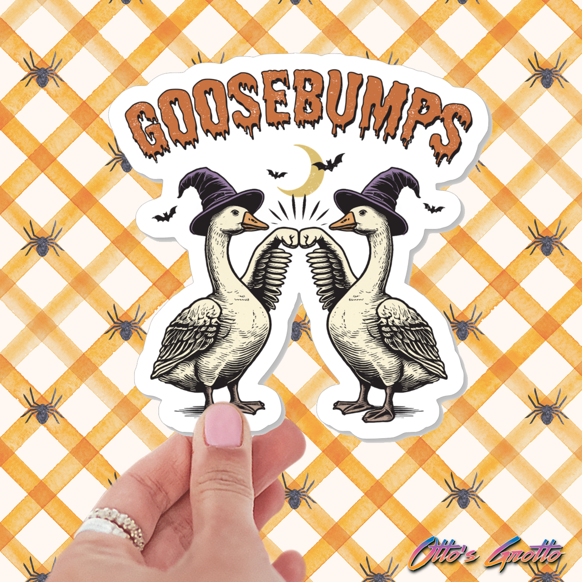 Otto's Grotto - Halloween Geese Funny Retro Look Sticker : RETAIL PACKAGING
