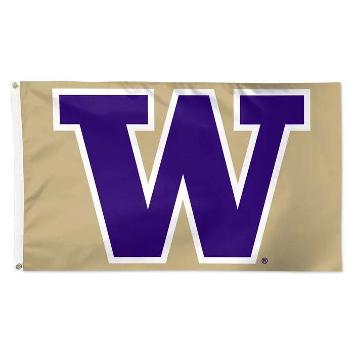 Washington Huskies Deluxe Gold Primary Logo Flag 3x5'