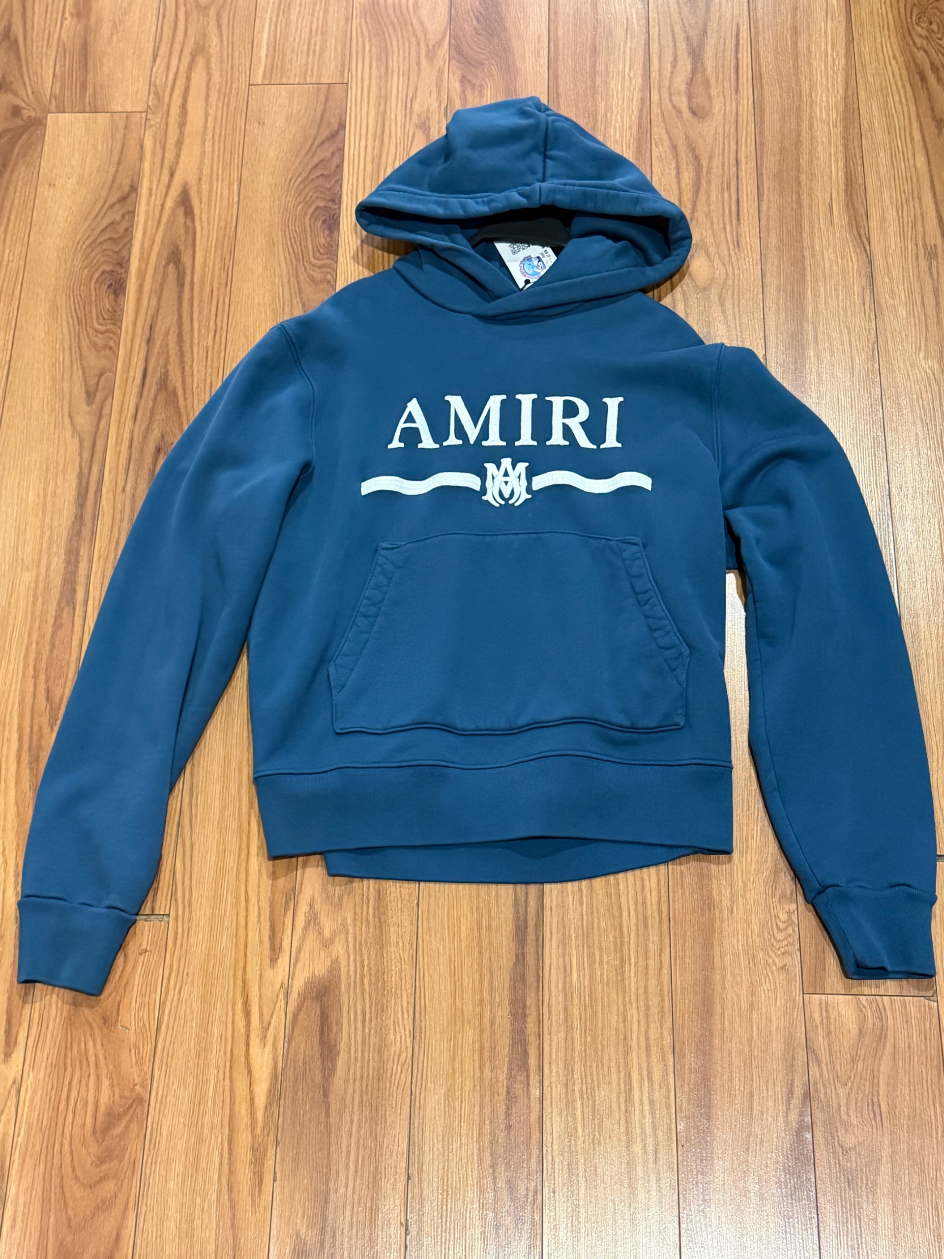 Amiri Bar Embroidery Hoodie 'Pond Blue'  ( USED )