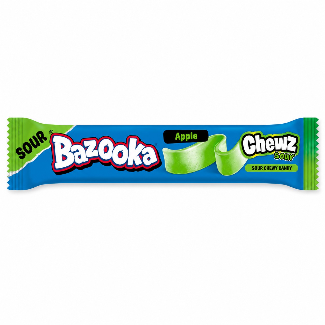 Bazooka UK Chews Sour Chewy Candy Bar Apple 14g 60ct Tray