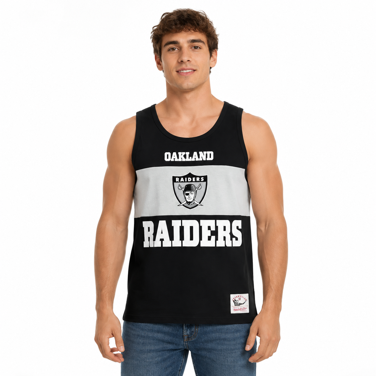 Oakland Raiders Retro Mitchell and Ness Colorblock Tank Top