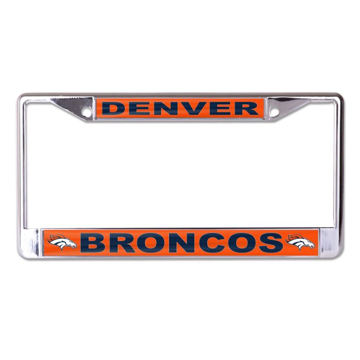 Denver Broncos Chrome License Plate Frame with Acrylic Inserts