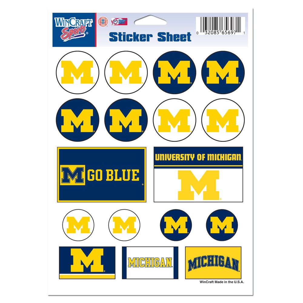 Michigan Wolverines Vinyl Decal Sheet 5x7"