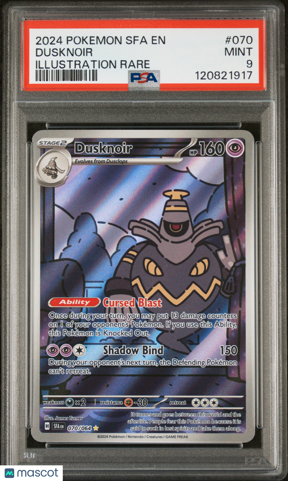 2024 Pokemon SFA EN Shrouded Fable Dusknoir Illustration Rare PSA 9