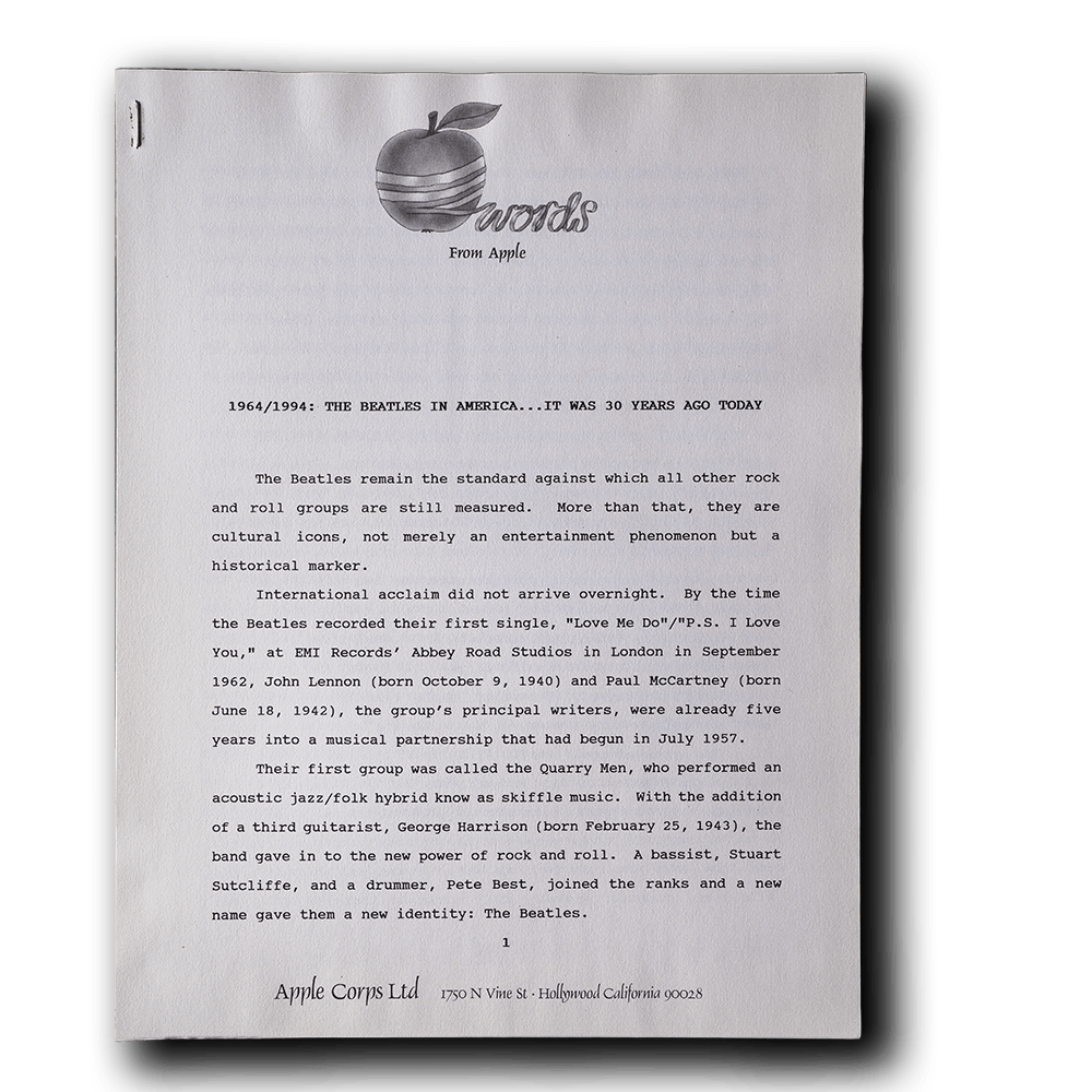 Beatles, The --The Beatles 30th anniversary Promotional Press Packet 1964 - 1994 [Ephemera Other]
