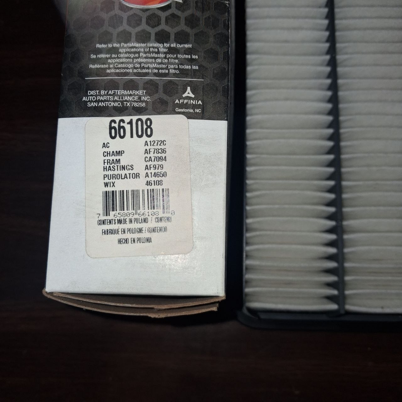 Parts Master 66108 Air Filter WIX 46108 Saturn SC SL SW 1.9 1991-2002 NOS
