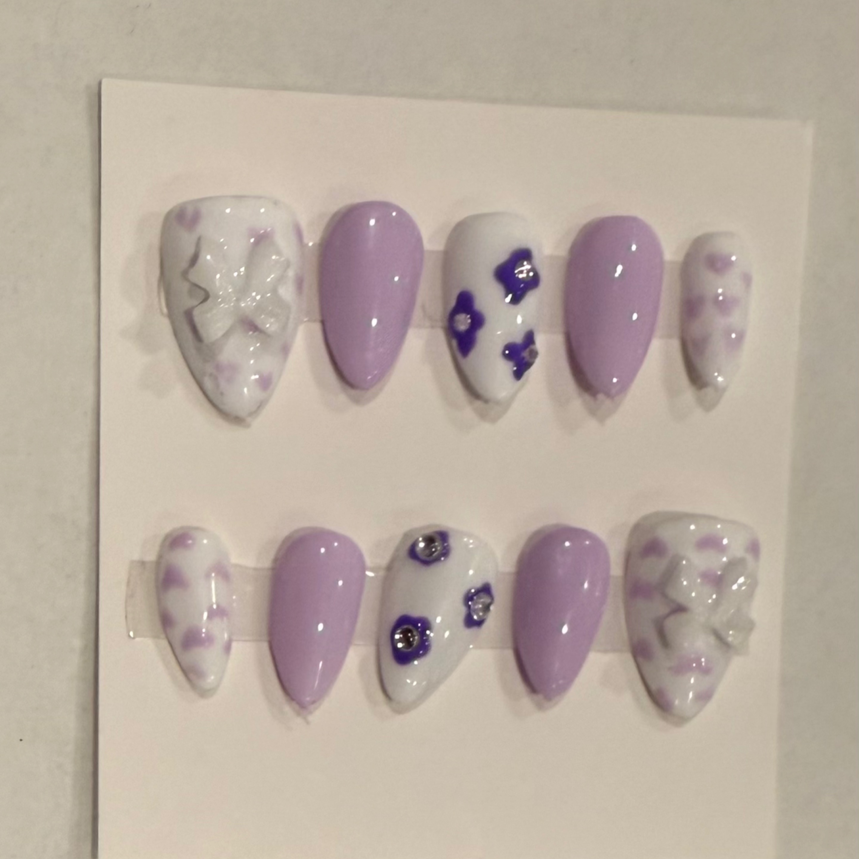 Bow flower tastic hand-painted nail set