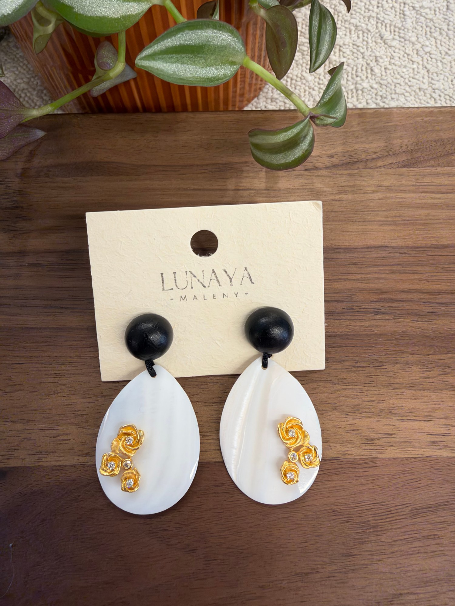 Natural Shell & Wood Earrings