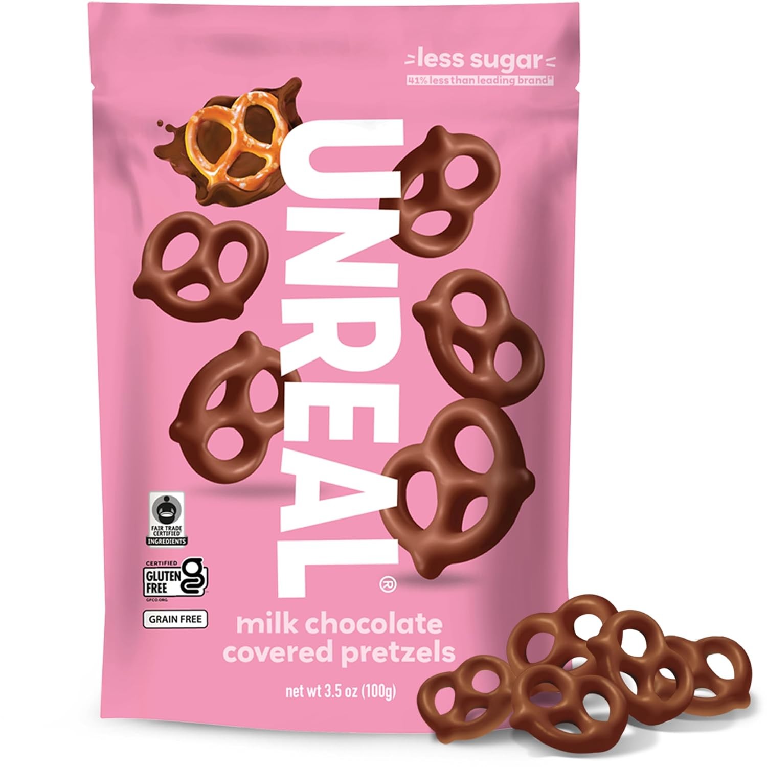 UNREAL Milk Chocolate Covered Pretzels 3.5 oz 6 Pack