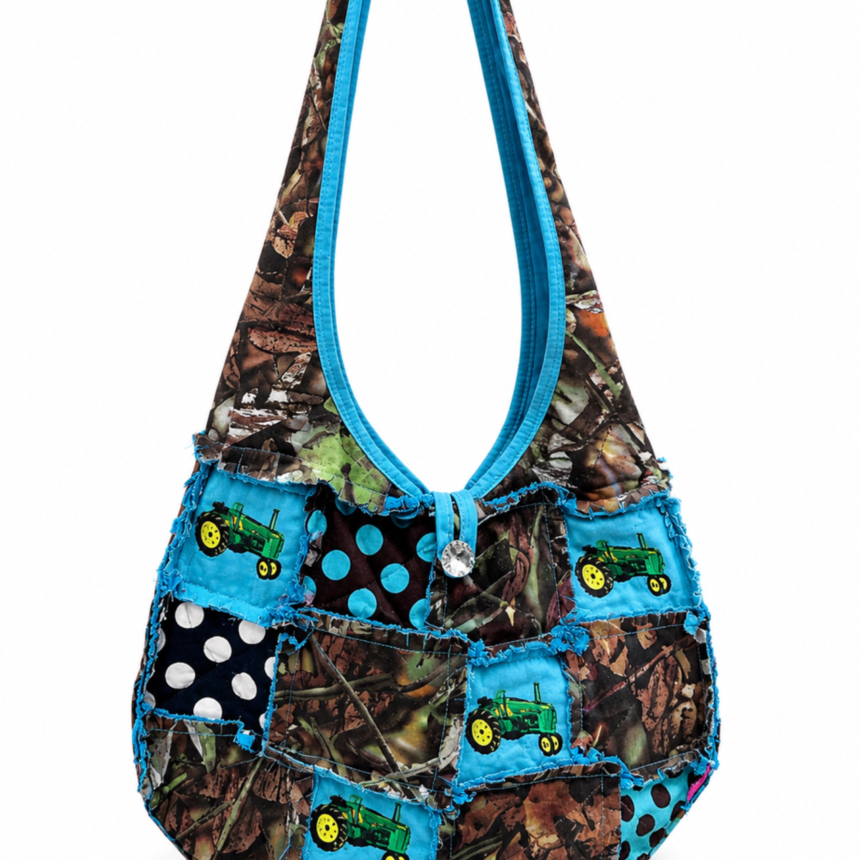 Patchwork Tractor Print Shoulder Bag