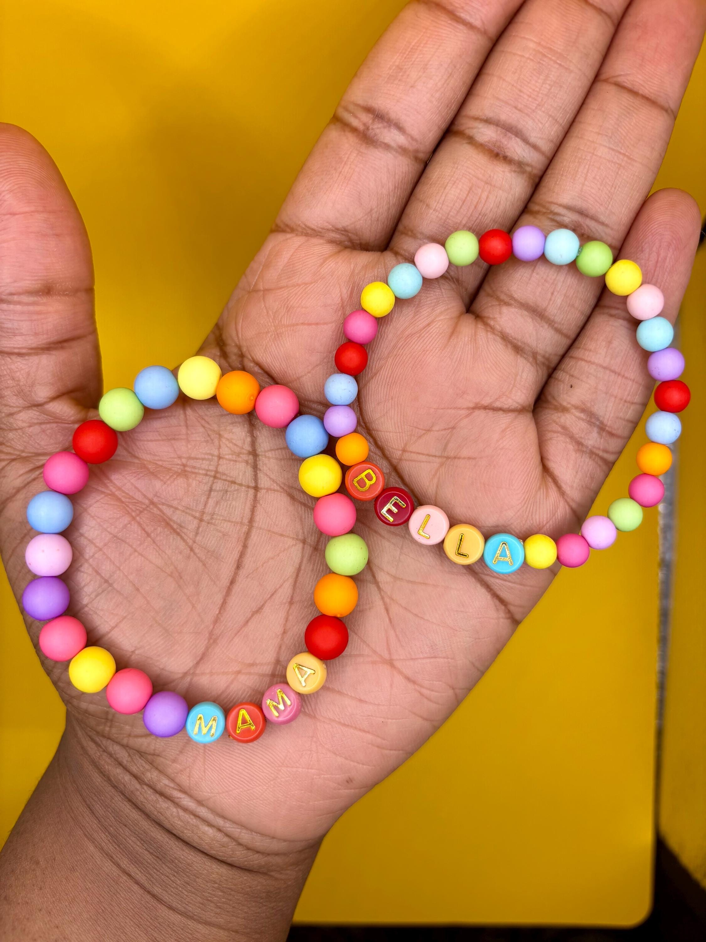 Personalized Mama & Mini Beaded Bracelet – Colorful Friendship Jewelry, Mum bracelet, Mother’s Day from AJ Trinkets