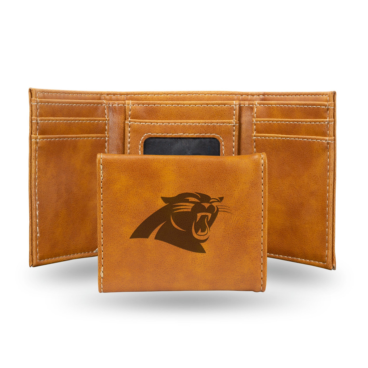 Carolina Panthers Laser Engraved Trifold Leather Wallet